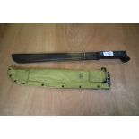 Machete with metal scabbard