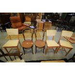 3 x 1950's kitchen chairs & 2 Bentwood chairs