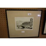 F.L. Sansom(?), etching, Cartmell from Witton Holme, framed