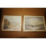 2 Amateur Watercolours - Lake View