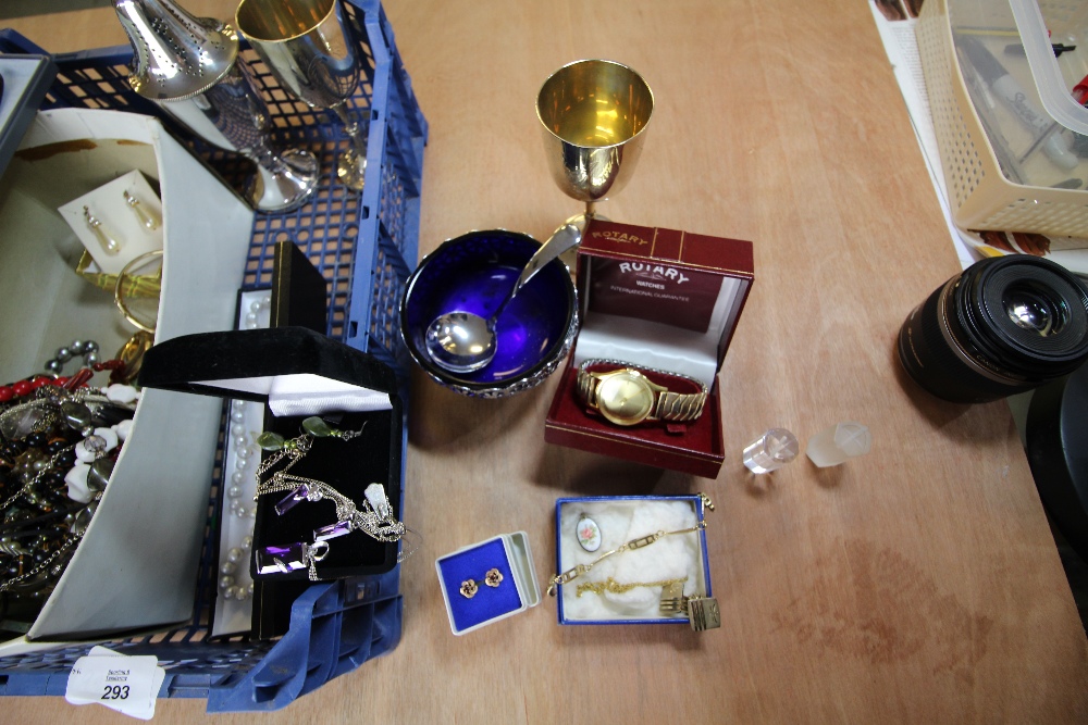 Box of Silver Plate & Costume Jewellery, watches etc - Image 4 of 5