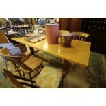 Oak refectory table, later top