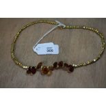 JFD Amber & Gilt Metal Necklace
