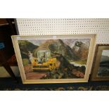 Large oil on board, Roadroller, Kendal plant