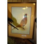 M Lowes Moche watercolour of a pheasant