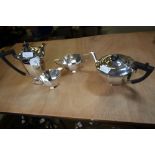 Walker and Hall (Sheffield), four-piece silver tea set, 1290g