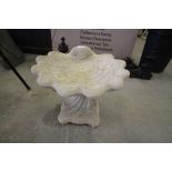 Shell Bird Bath - large shell on decorative base