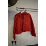 Ladies red leather jacket - size L