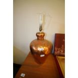 Copper electric table lamp with shade