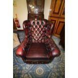 Oxblood leather armchair