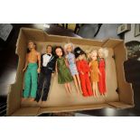 Box of five Sindy dolls (Pedigree) and two Paul dolls