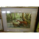 Ralph Waterhouse - watercolour - Otter, framed (SPORTING SALE)