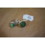 Silver, CZ & Aventurine Ring - size P & Jade Ring - size P