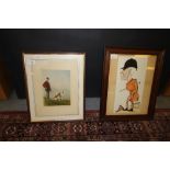Early Wilk caricature dated 1933 - Jim Dalton with two hounds and fox, signed, framed and a Mayson