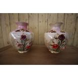 Pair of part gilt painted flower vases 10"(h) x 8.5"(w)