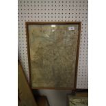 19th century Lake District map, framed