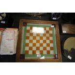 Framed pressed glass chess board