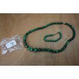 Malachite bead necklace and bracelet