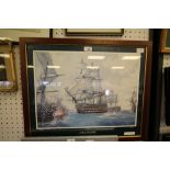 HMS Victory Limited Edition - autographed print, after Ronald Dean