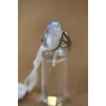 Silver and rainbow moonstone ring size R 1/2