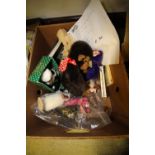 Box of Vintage Bears & Dolls, including : 1 Merry Thought Monkey, 2 x 1960's Koala Bears, 5 Peggy