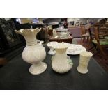 3 Belleek porcelain vases