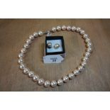 Shell pearl necklace matching pair pink pearl earrings