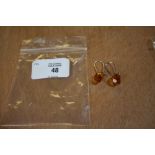 Pair of silver and amber faceted pendant earrings