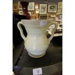 Wetheriggs rare 24cm tall two handled vase with cream glaze