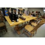 Oak refectory table, later top