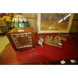 Library scales, postal scales, desk stand and 1930s clock