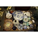 Collection of miscellaneous oriental wares, including eggs, ginger jars, tea caddy & blue & white