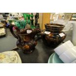 Treacle Glaze Jug & Lidded Bowl