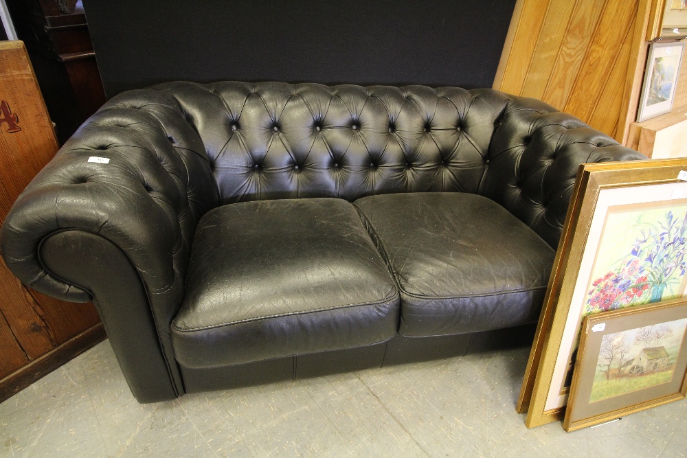 Chesterfield leather 2 seat settee