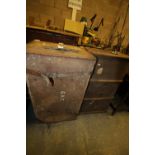 Canvas and leather ribbed travel trunk