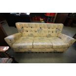 Foliate blue and white patterned 3 seater settee