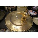Large Brass Plate & Jug