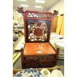 Chinese red lacquered wood cabinet
