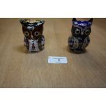 Pair Cloisonne Owls