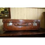 Brown leather suitcase