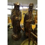 2 large oriental pottery figures