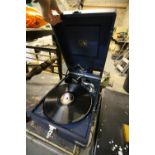 HMV wind up gramophone and spare needles