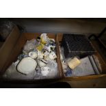 2 Boxes of miscellaneous, including Copeland, Spode, Crystal Decanter
