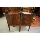 Pair of George III design tray-top bedside cabinets