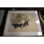 "Kittens Playing' Lithograph, signed and numbered in pencil 31/200, 20th Century Chinese School