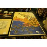 Modern Chinese Woodblock / Lino Cut Print - Ducks - Signed & Seal