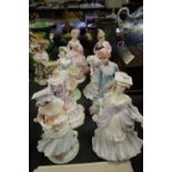8 Royal Worcester and Coalport figurines - 5 with certificates