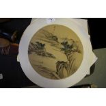 6 Chinese Hand Painted Circles on Silk - all different