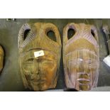 2 Large West African Coromandel Masks