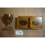 Mauchline Ware 2 Division Tray and Egg Cup